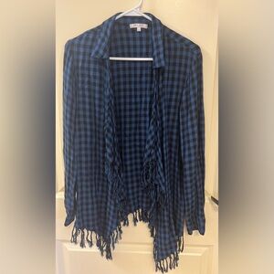 Black & Blue Plaid Cardigan - Size S